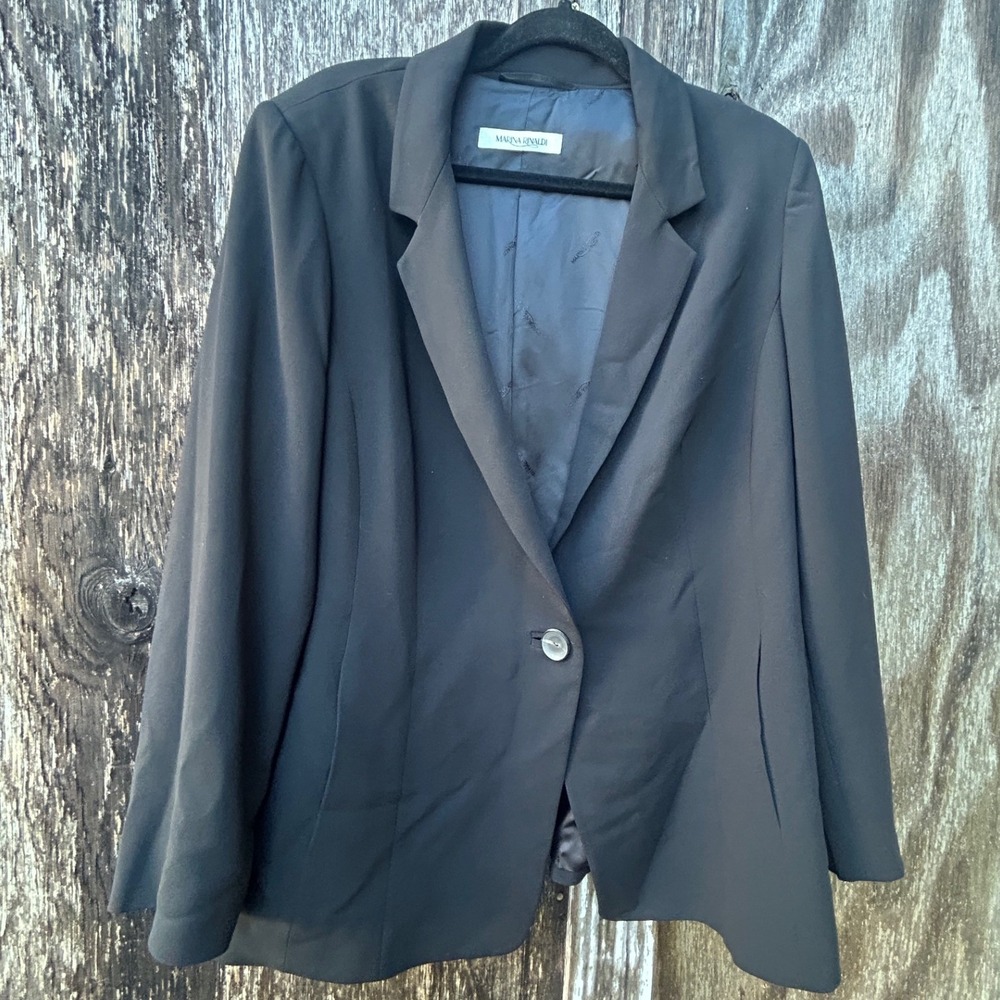 Marina Rinaldi Blazer Triacetate Single Button Italian Luxury Professional Chic